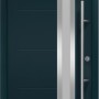 EcoStar Haustür Isopro IP 780S, 110x210 cm, Anthrazitgrau, Rechtsanschlag, mit Glasausschnitt und Edelstahlgriff.