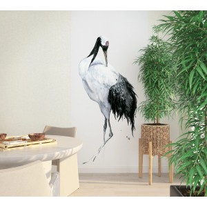 Marburg Fototapete mit moderner Kranich Illustration in Weiß, passend für Wohnräume.