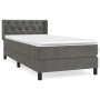 Dunkelgraues Boxspringbett 80x200 cm mit Samtbezug und Matratze.