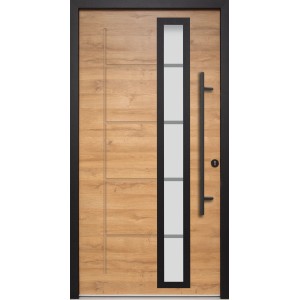 Splendoor Haustür ThermoSpace Paris Prime mit Holzdekor Eiche natur und Glaseinsatz.