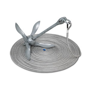 Seilflechter Ankerleinenset Taifun mit Klappanker, Schäkel und 30m Leine.