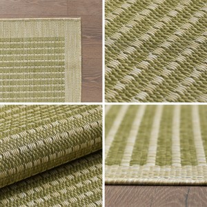 Detailansicht des grünen Ayyildiz Outdoor-Teppichs Giza 1410 (140x200 cm) mit Sisal-Optik.