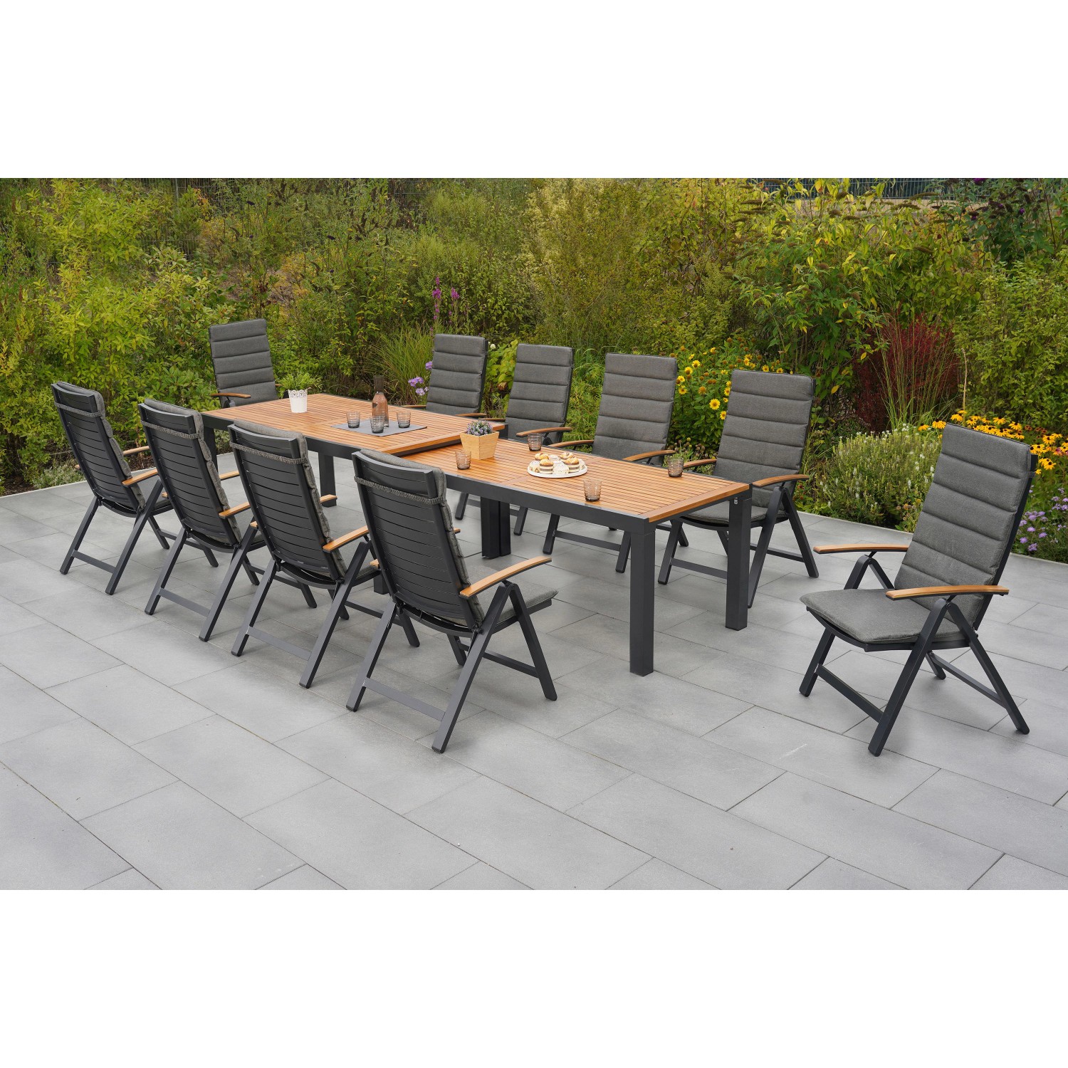 Merxx Astros Set 21-tlg. Flex-Gartentisch Ausziehbar 180/300 x 100 cm günstig online kaufen