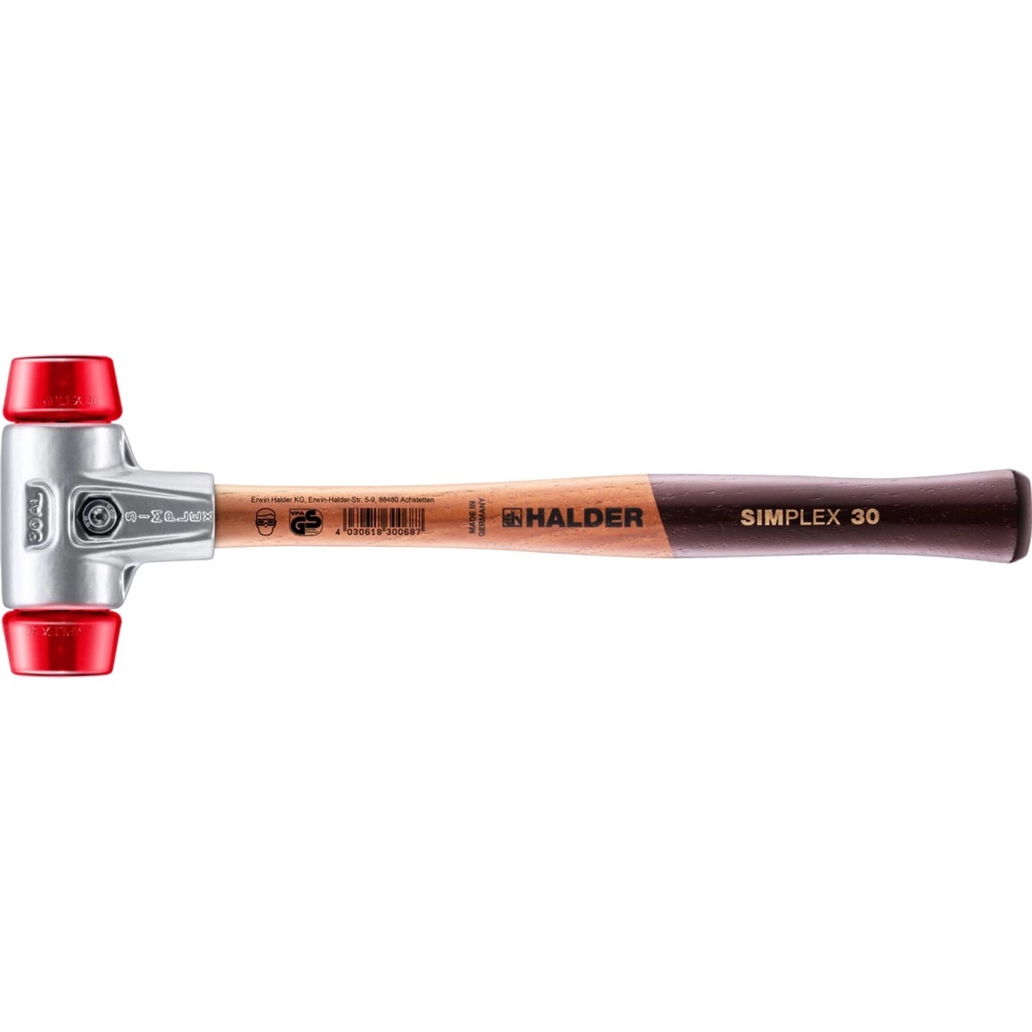 Halder Simplex Schonhammer Ø 30 mm Plastik Rot mit Aluminiumgehäuse günstig online kaufen
