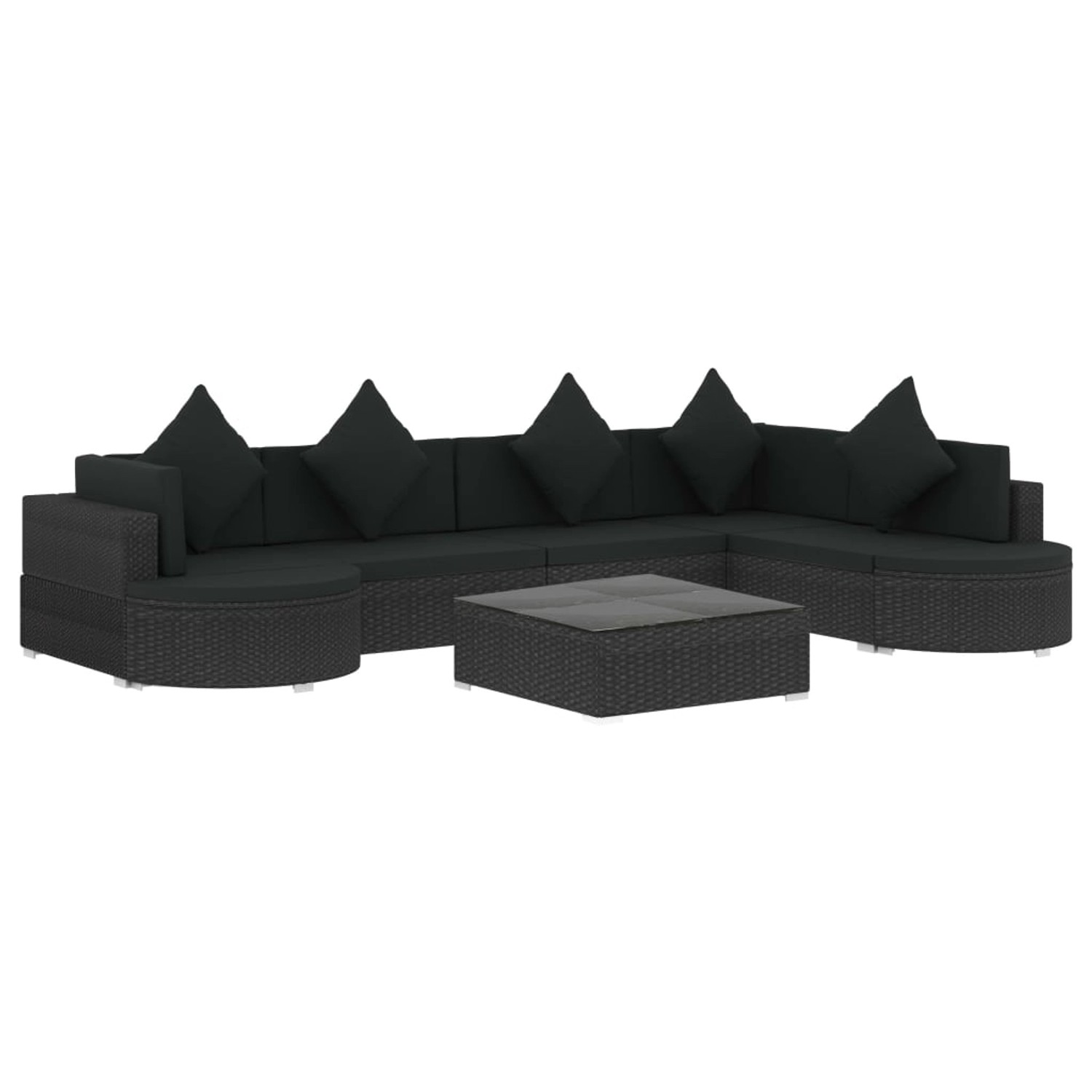vidaXL 8-Tlg Garten-Lounge-Set mit Auflagen Poly Rattan Schwarz 46751