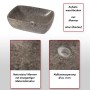 MCW Marmor-Waschbecken M77: Aufsatzwaschbecken aus Naturstein, grauer Marmor mit individueller Maserung.