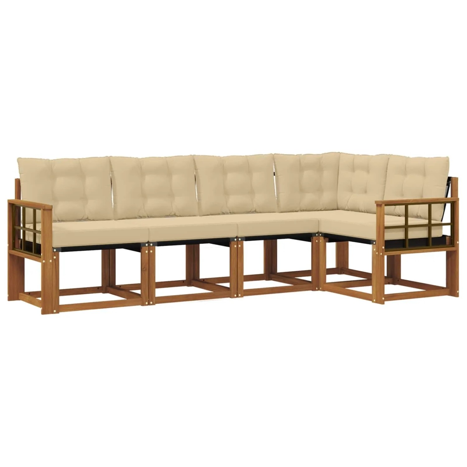 vidaXL Outdoor-Sofagarnitur mit Kissen 5-Tlg Natur und Beige 3368672