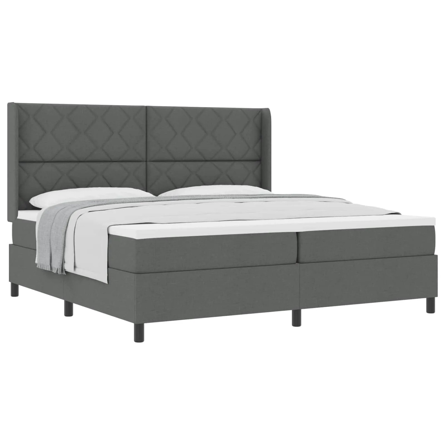 vidaXL Boxspringbett mit Matratze Dunkelgrau 200 x 200 cm Stoff 3341729