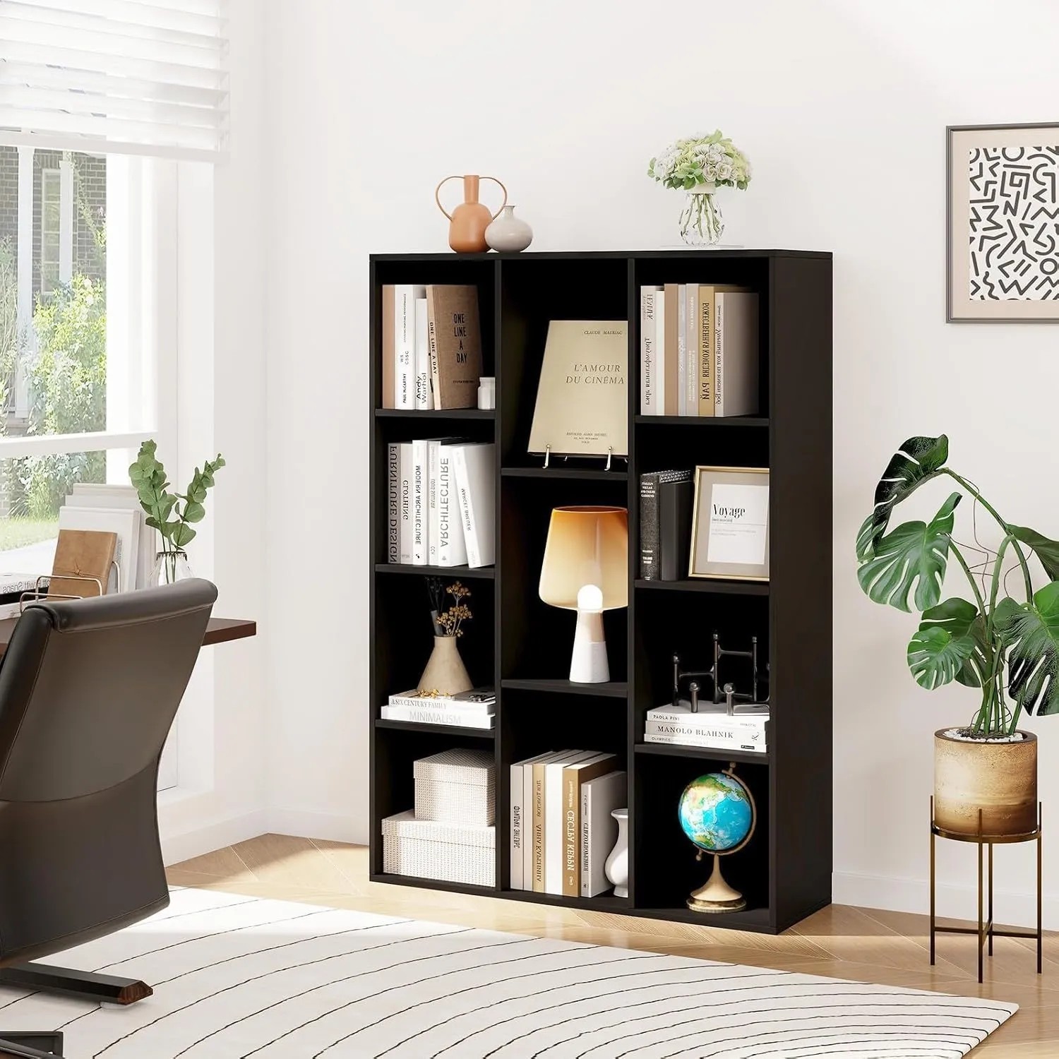 Costway Bücherregal 11 Fächern 74 x 24 x 106 cm Kaffee_2