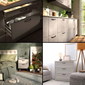SOTECH Möbelgriff ERIK BA 96 mm schwarz, Metall, an Küchenschränken, Kommode und Nachttisch. Zeitloser Bügelgriff für Möbel.
