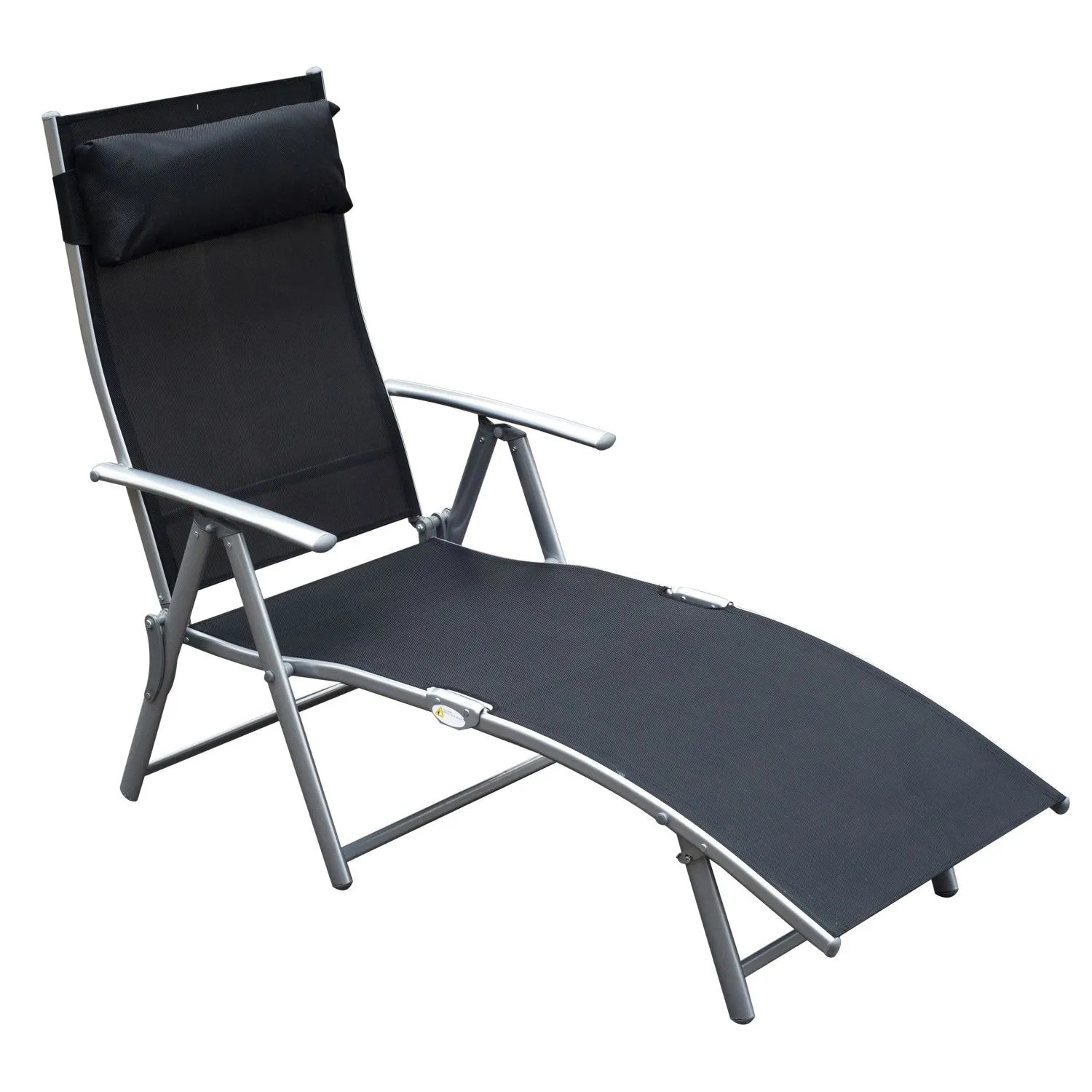 Furnicato Sonnenliege Klappbar Mit Kissen 7-fach Verstellbar Schwarz