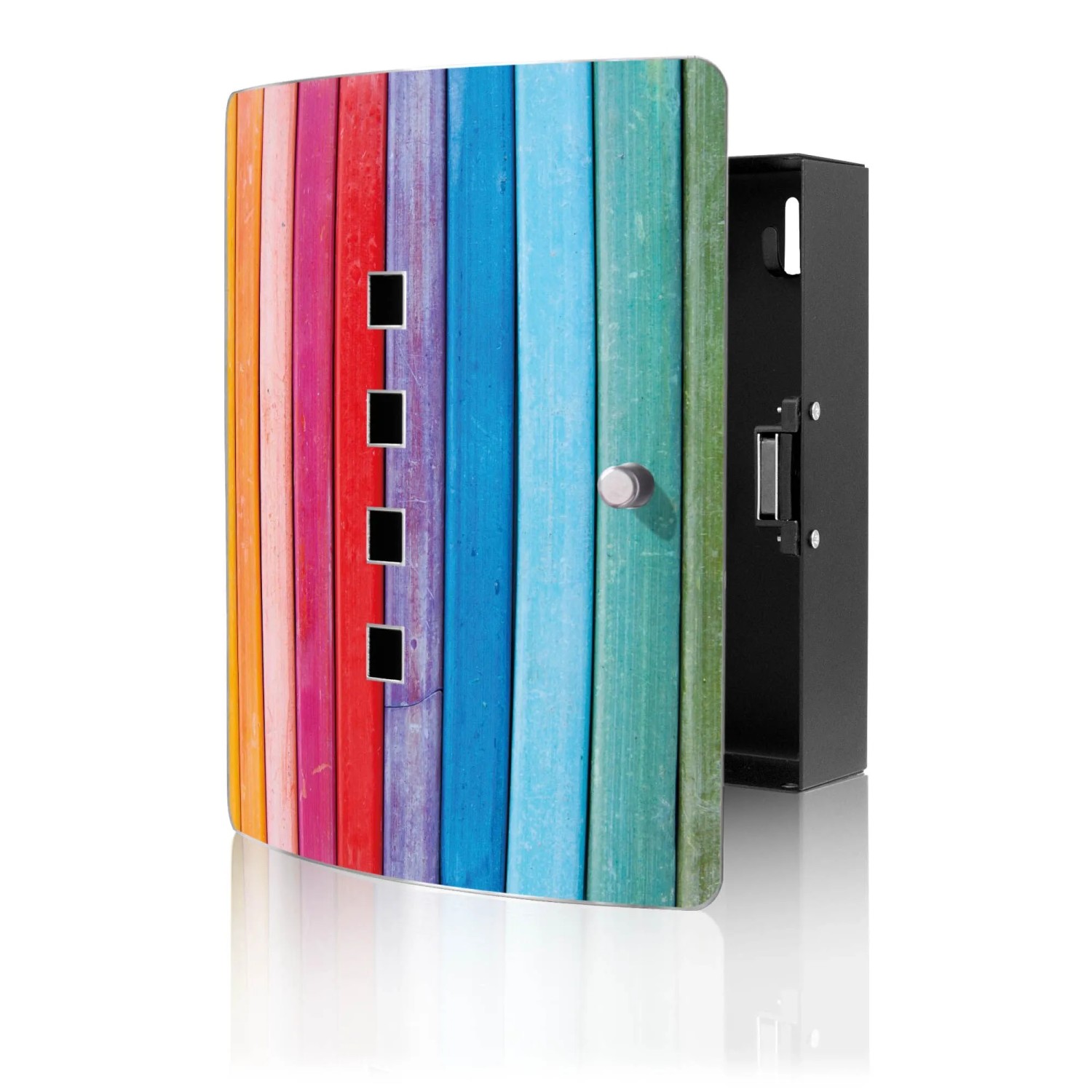 Banjado Design Schlüsselkasten Aus Edelstahl Für 10 Schlüssel 24x21,5x7cm Mit Magnetverschluss Motiv Regenbogenfarben