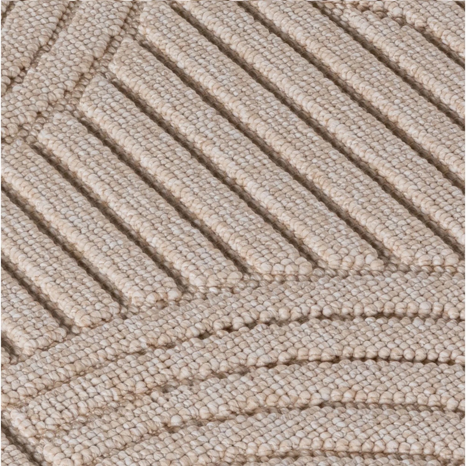 Detailansicht: Beige Ayyildiz Flachgewebeteppich Helix mit gerippter Struktur, Ø 120 cm.