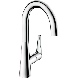 Hansgrohe Talis S 220 Küchenarmatur, Einhebelmischer in Chrom mit hohem, gebogenem Auslauf.