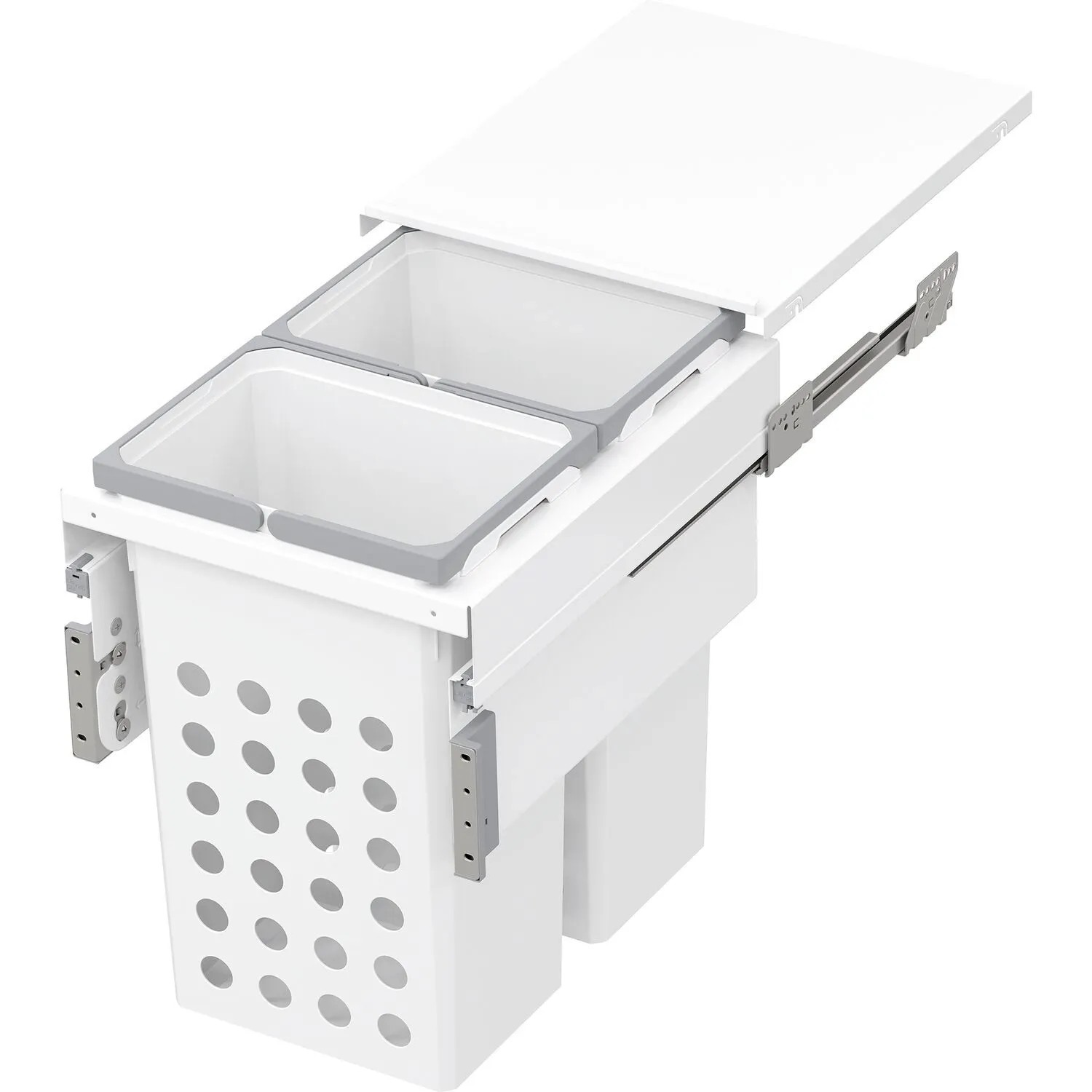 Vauth-Sagel Einbau Wäschekorb für Schrankeinbau in Korpusbreite 450 mm 2x35, Weiß