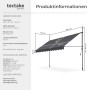 Tectake Klemmmarkise Schwarz Grau mit Handkurbel, UV-beständig. Maße 350x180cm. Ideal für Balkon & Terrasse.