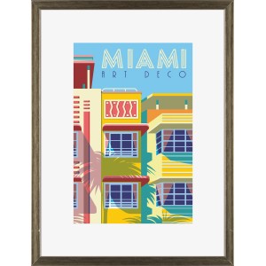 Goldener Kunststoffbilderrahmen, klassisch, 30x40 cm, mit Passepartout und Kunstdruck.