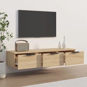 Wandschrank Sonoma-Eiche mit drei Schubladen, montiert im Wohnzimmer.