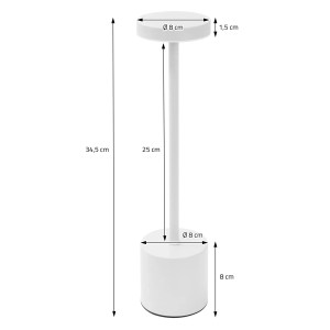 ML-Design LED Tischlampe Kabellos Touch Weiß Ø8x34,5 cm Dimmbar