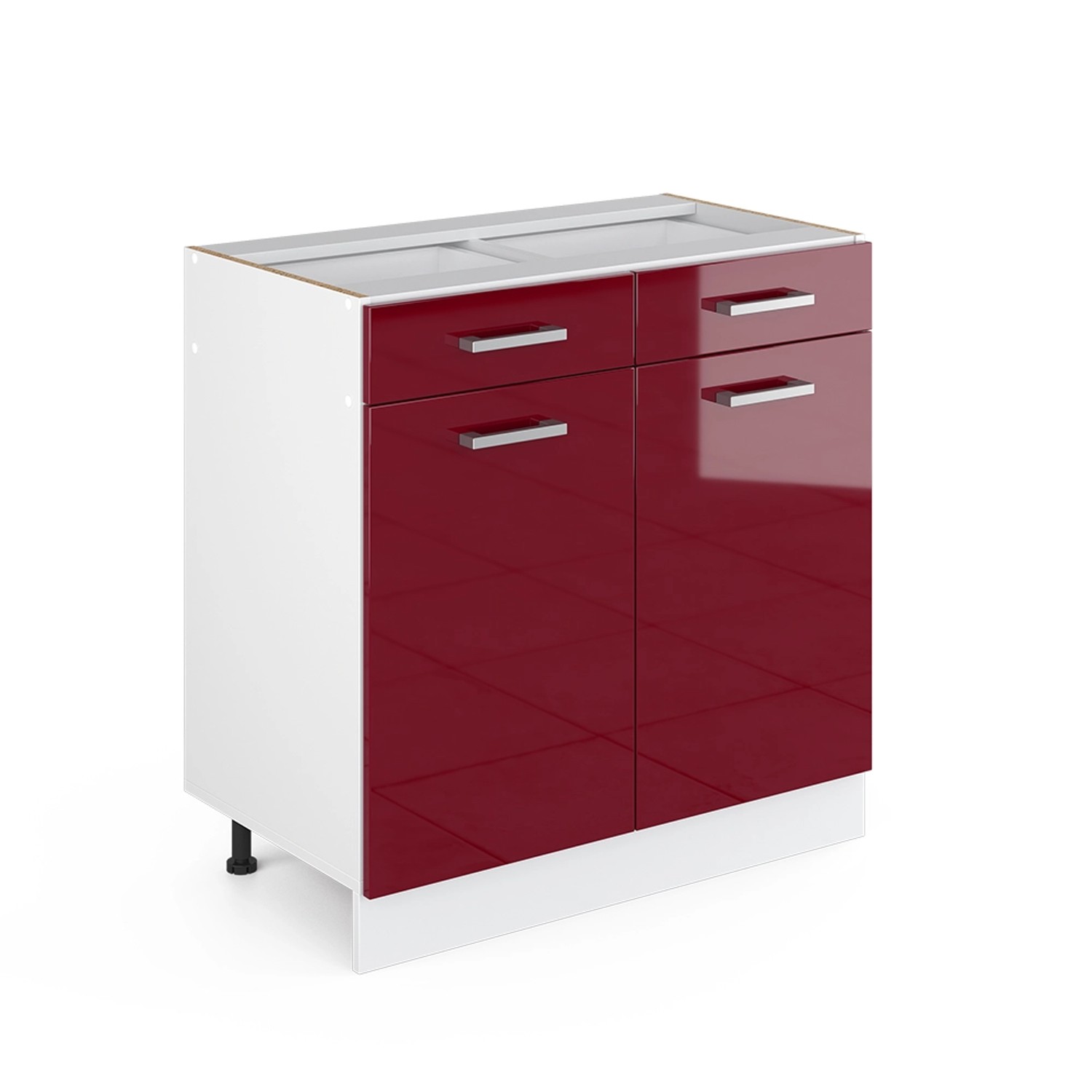 Thumbnail - Vicco Küchenunterschrank R-Line Bordeaux Hochglanz/Weiß 80 cm ohne Arbeitsplatte