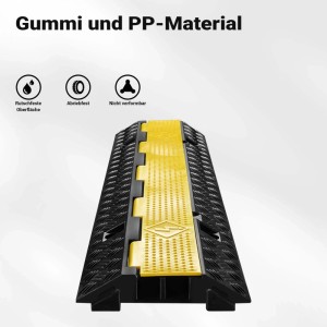Wiltec Kabelbrücke aus Gummi und PP, schwarz-gelb, mit rutschfester, abriebfester Oberfläche für Kabel.