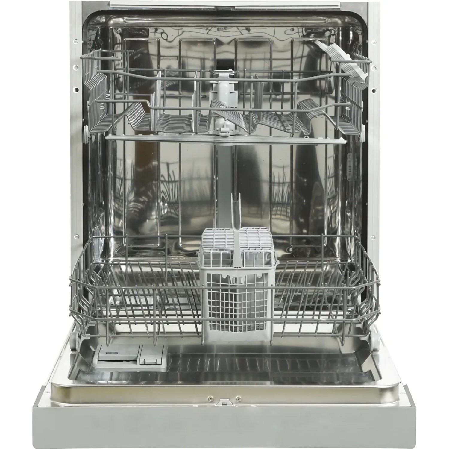 Innenansicht eines offenen Respekta Einbaugeschirrspülers aus der Küchenzeile KB250ESG.