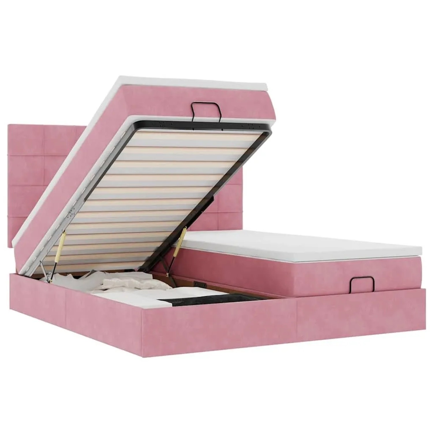 vidaXL Ottoman-Bett mit Matratzen & LEDs Rosa 180x200 cm Samt 3314626