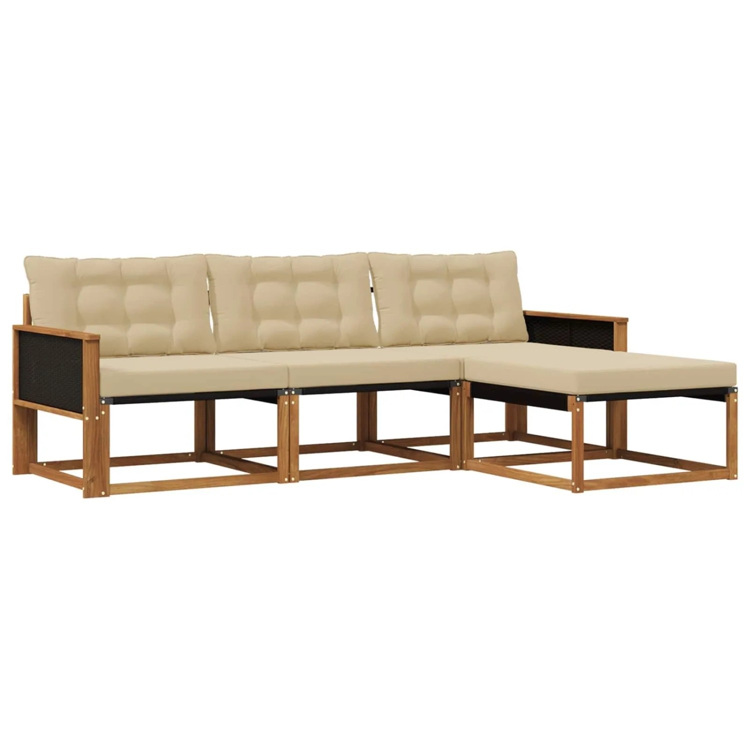 vidaXL Outdoor-Sofagarnitur mit Kissen 4 Stk Natur und Beige 3381337
