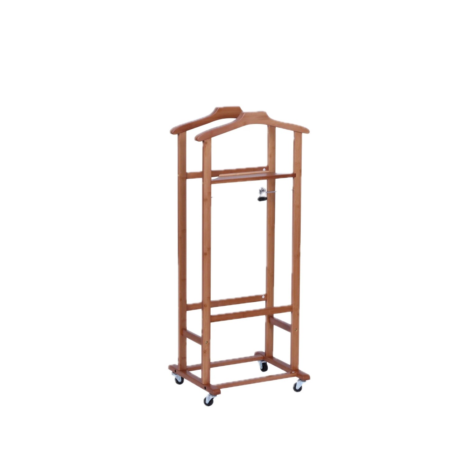 Relaxdays Herrendiener Bambus Braun Rollbar 107 cm x 47 cm x 37 cm 3,2 kg