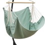 AMANKA XL-Hängesessel in Aqua mit schwarzem Stahlgestell. Bequemer Baumwollsessel für Garten & Terrasse.