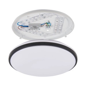 Eglo LED-Feuchtraumleuchte Margidore, Ø 34cm, Schwarz. Deckenleuchte mit LED-Platine und drei Lichtfarben.