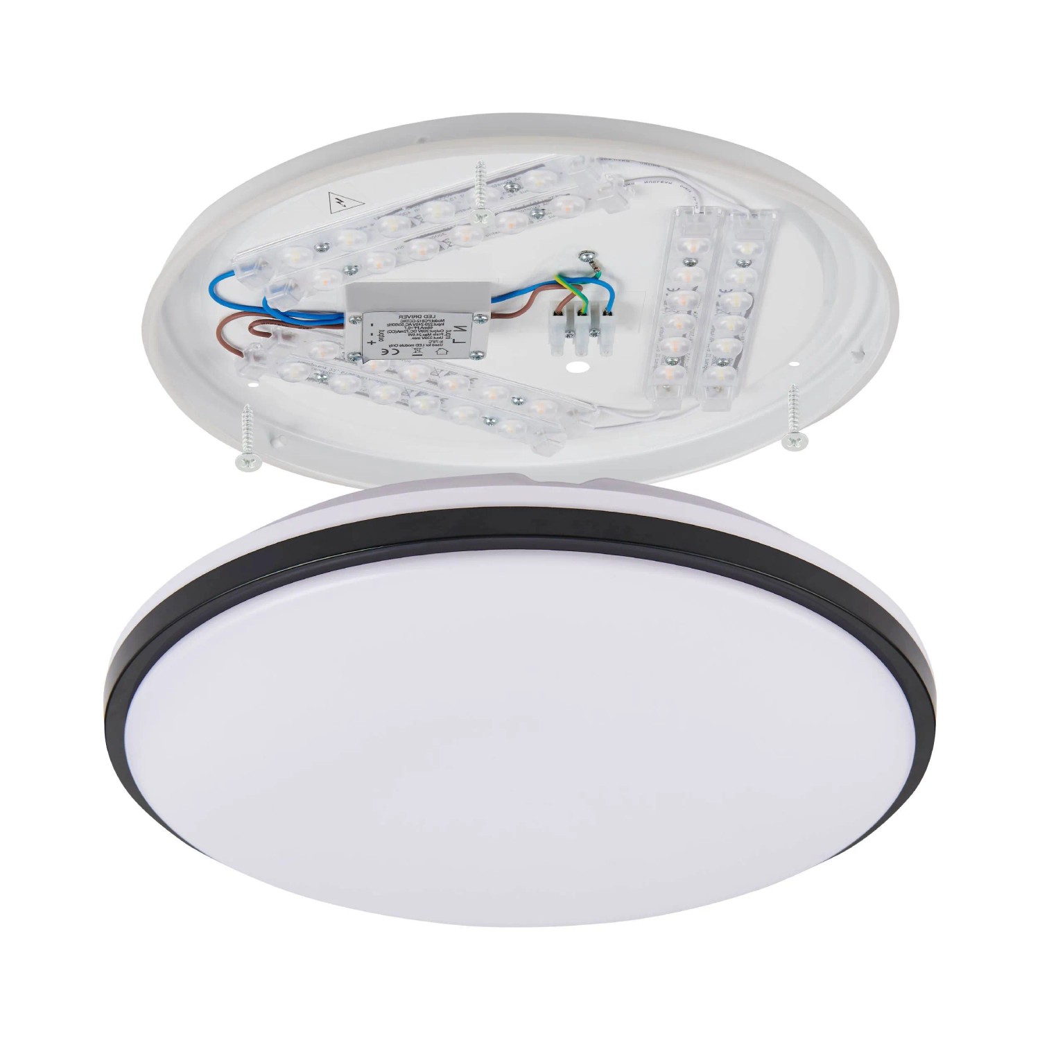 Eglo LED-Feuchtraumleuchte Margidore, Ø 34cm, Schwarz. Deckenleuchte mit LED-Platine und drei Lichtfarben.
