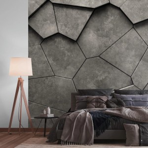 PROFHOME Fototapete in Steinoptik (Schwarz, Anthrazit, Grau) im Schlafzimmer.