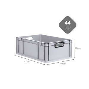 PROREGAL SuperSparSet 4x Eurobox Nextgen Color Mit Auflagedeckel HxBxT 22x40x60cm 44 Liter Grau Griffe Schwarz Offen Eurobehälter Transportbox