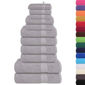 vidaXL 12-Tlg Handtuch-Set Grau 360 g/m² 100% Baumwolle 137102