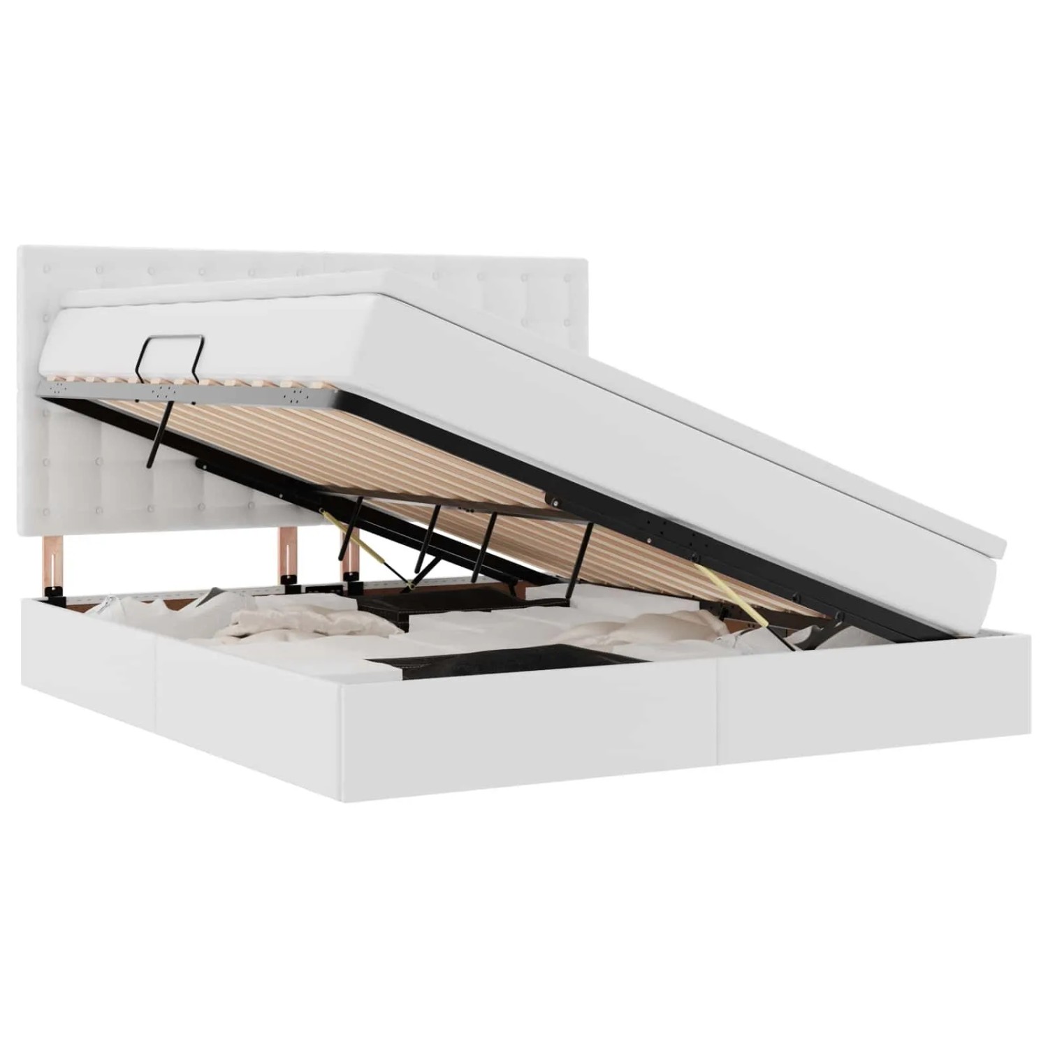 vidaXL Bett mit Stauraum und LED Reinweiß 180 x 200 cm Kunstleder 3372314