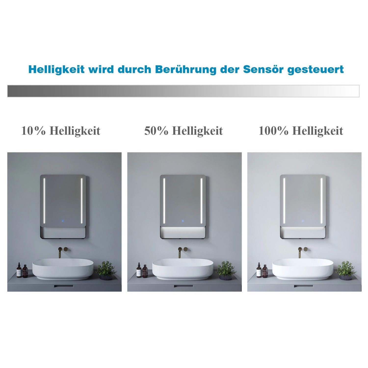 Aquabatos LED Spiegel 60 x 80 cm Badspiegel mit Ablage Wandspiegel mit Beleuchtung Beschlagfrei Dimmbar Kaltweiß 6400K Badezimmerspiegel_6