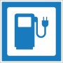 Blaues Hinweisschild Elektrotankstelle, 14,8x14,8 cm, für Innen- und Außenbereich.