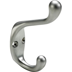 Hettich Hut- und Mantelhaken in Aluminium-Optik, Garderobenhaken aus Zinkdruckguss.