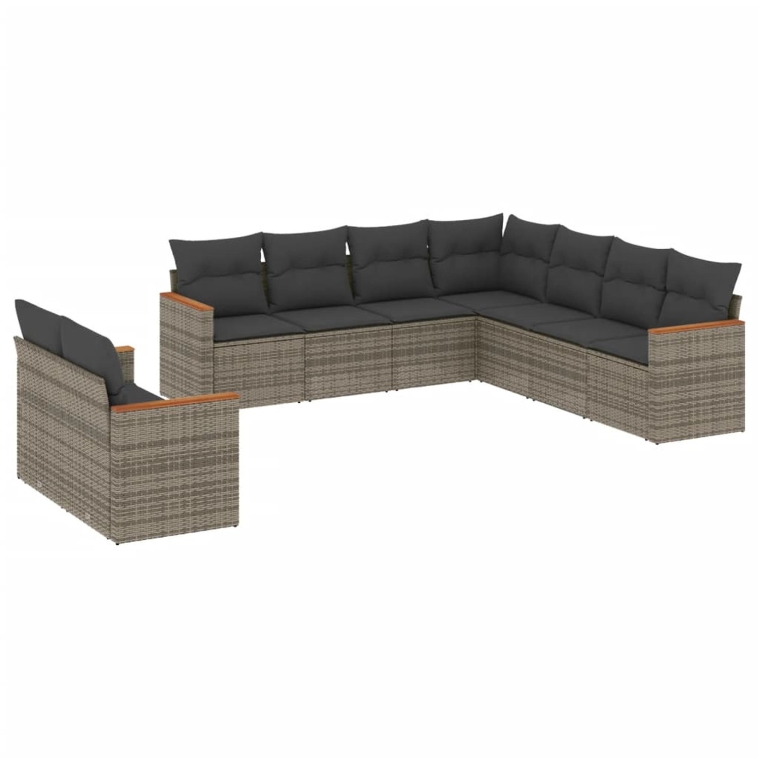 vidaXL 9-Tlg Garten-Sofagarnitur mit Kissen Grau Poly Rattan 3258504 günstig online kaufen