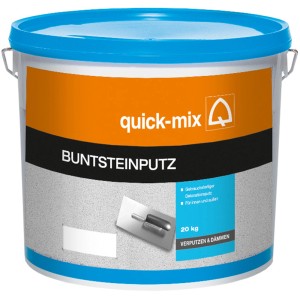 Eimer Quick-Mix Buntsteinputz Schwarz-Grau, 20 kg, gebrauchsfertig für dekorative Wandgestaltung.