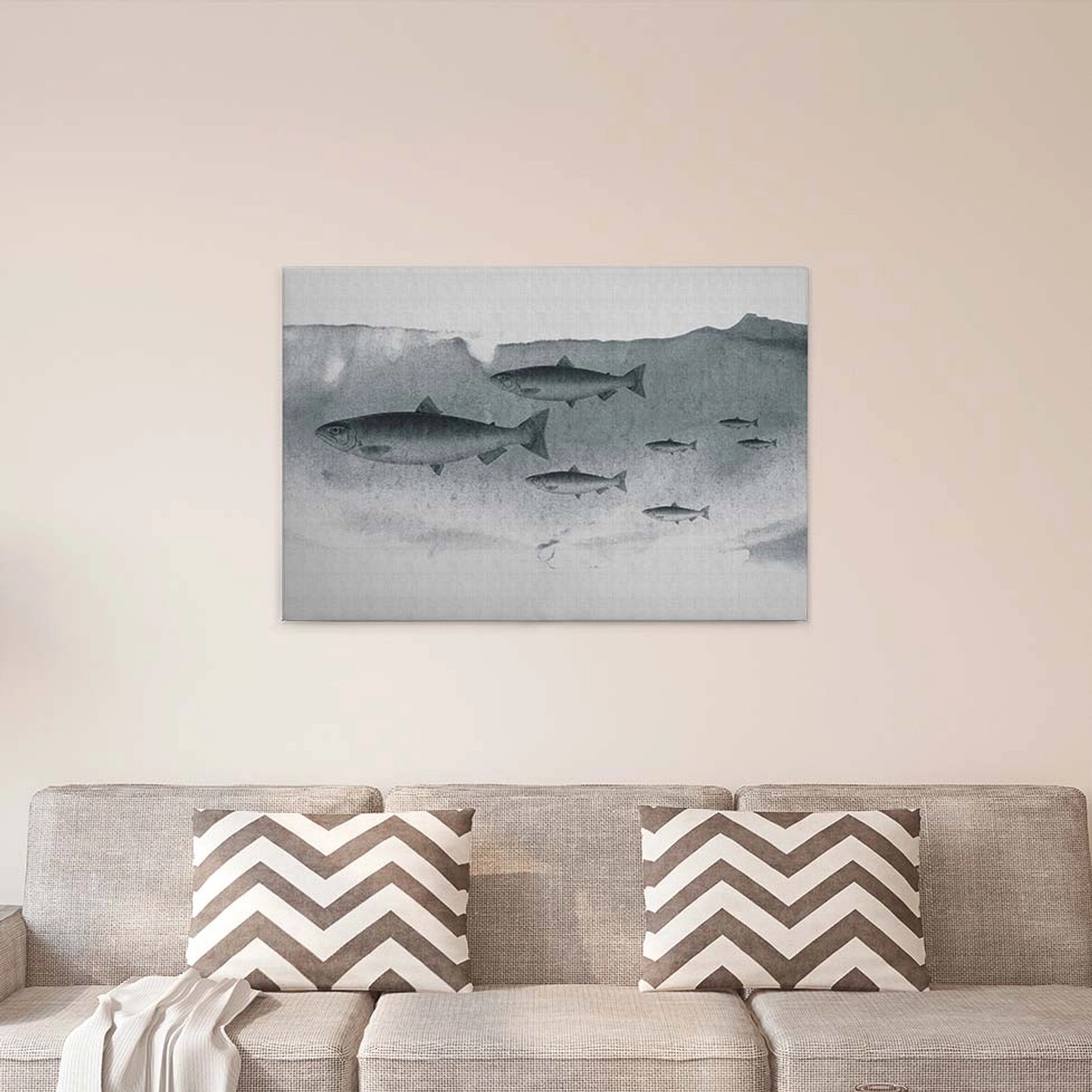 Bricoflor Scandi Wandbild Mit Fischen Leinwand Bild Mit Unterwasserwelt In günstig online kaufen