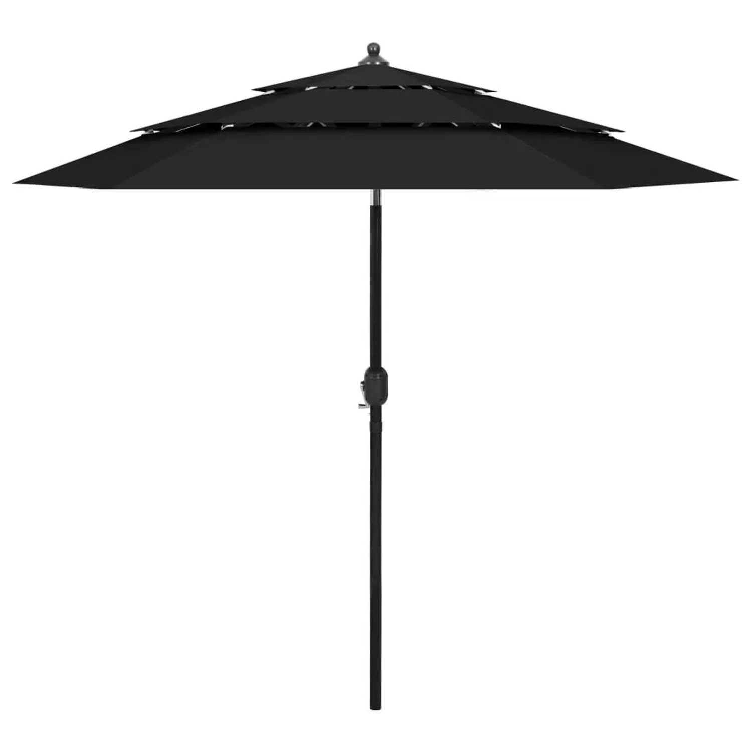 vidaXL Sonnenschirm mit Aluminium-Mast 3-Lagig Schwarz 2,5 m 313866