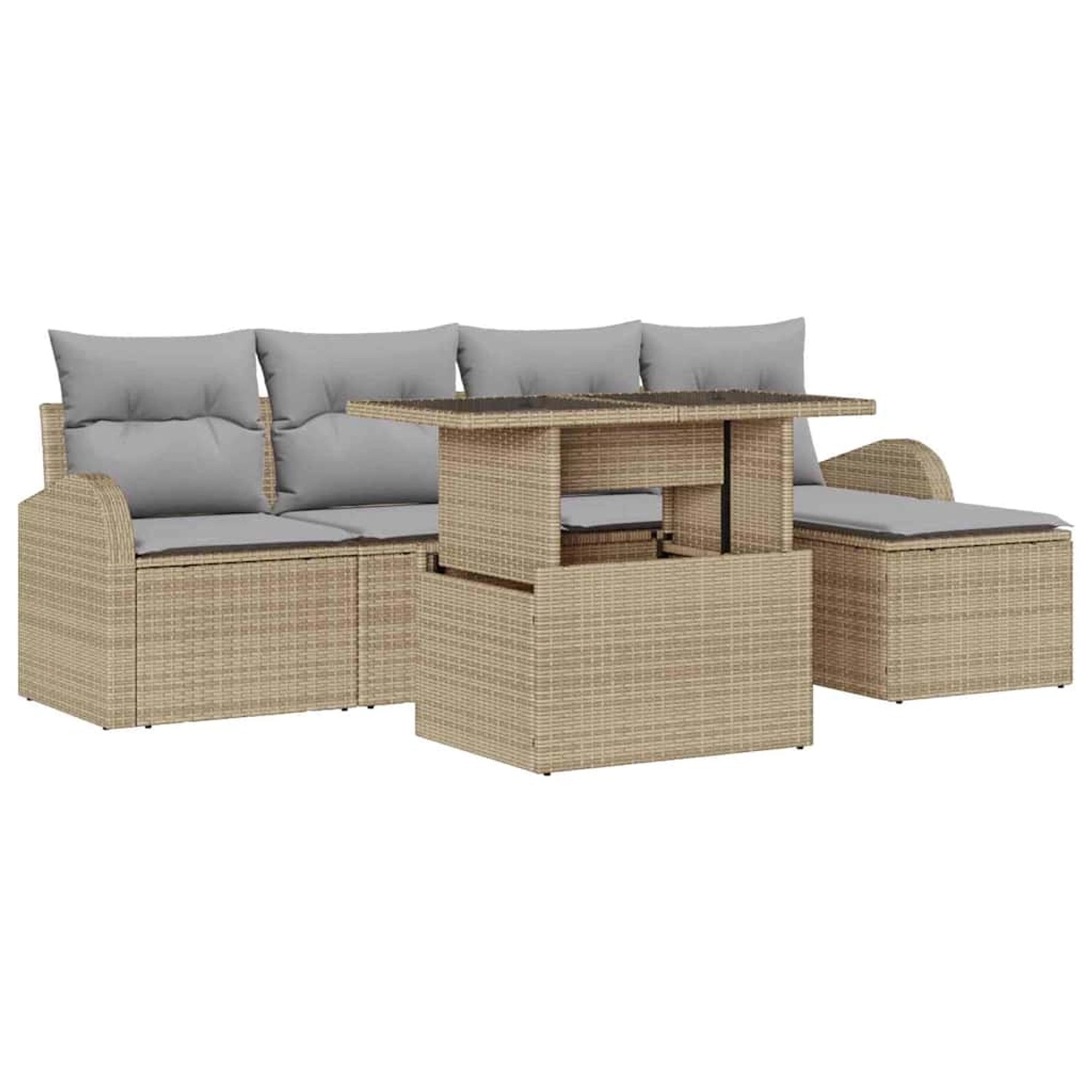 vidaXL Garten-Sofa-Set mit Kissen 6-Tlg Beige Poly Rattan 3348626 günstig online kaufen