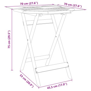 Klappbarer Gartentisch aus Akazienholz, Ø70x75 cm. Ideal für Balkon und Terrasse.