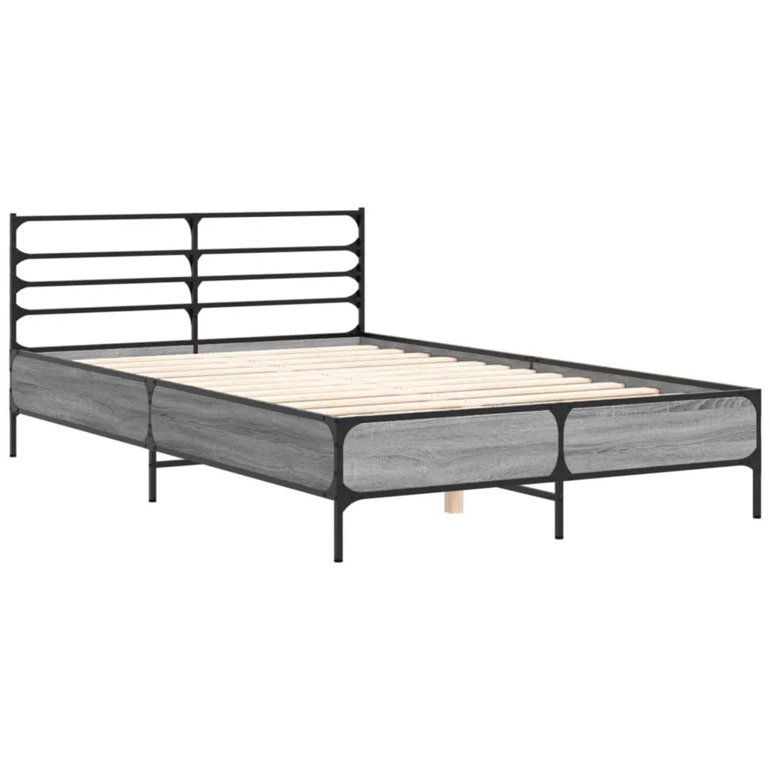 vidaXL Bettgestell Grau Sonoma 135x190 cm Holzwerkstoff und Metall 3280075 günstig online kaufen