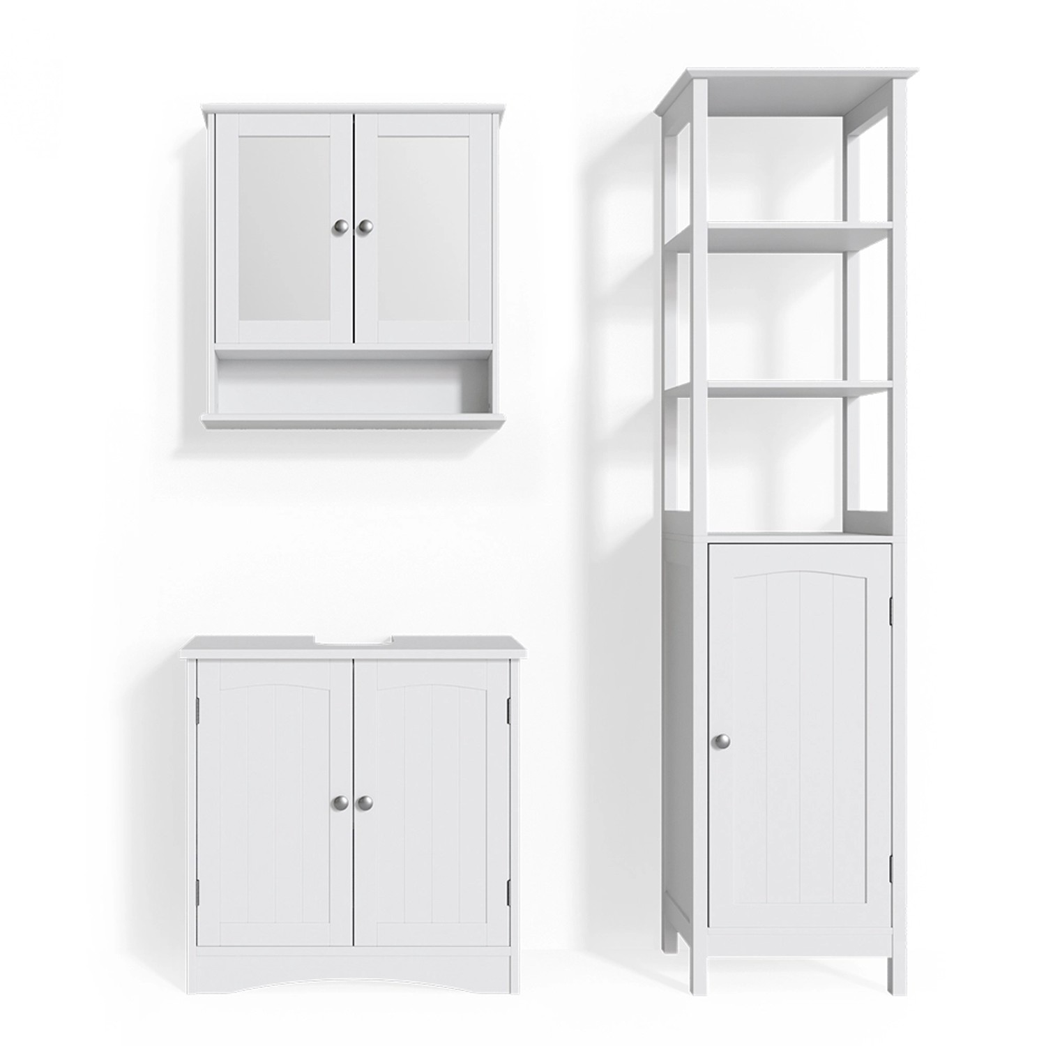Vicco Badmöbel-Set Bianco Weiß 3 Teile mit Hochschrank günstig online kaufen