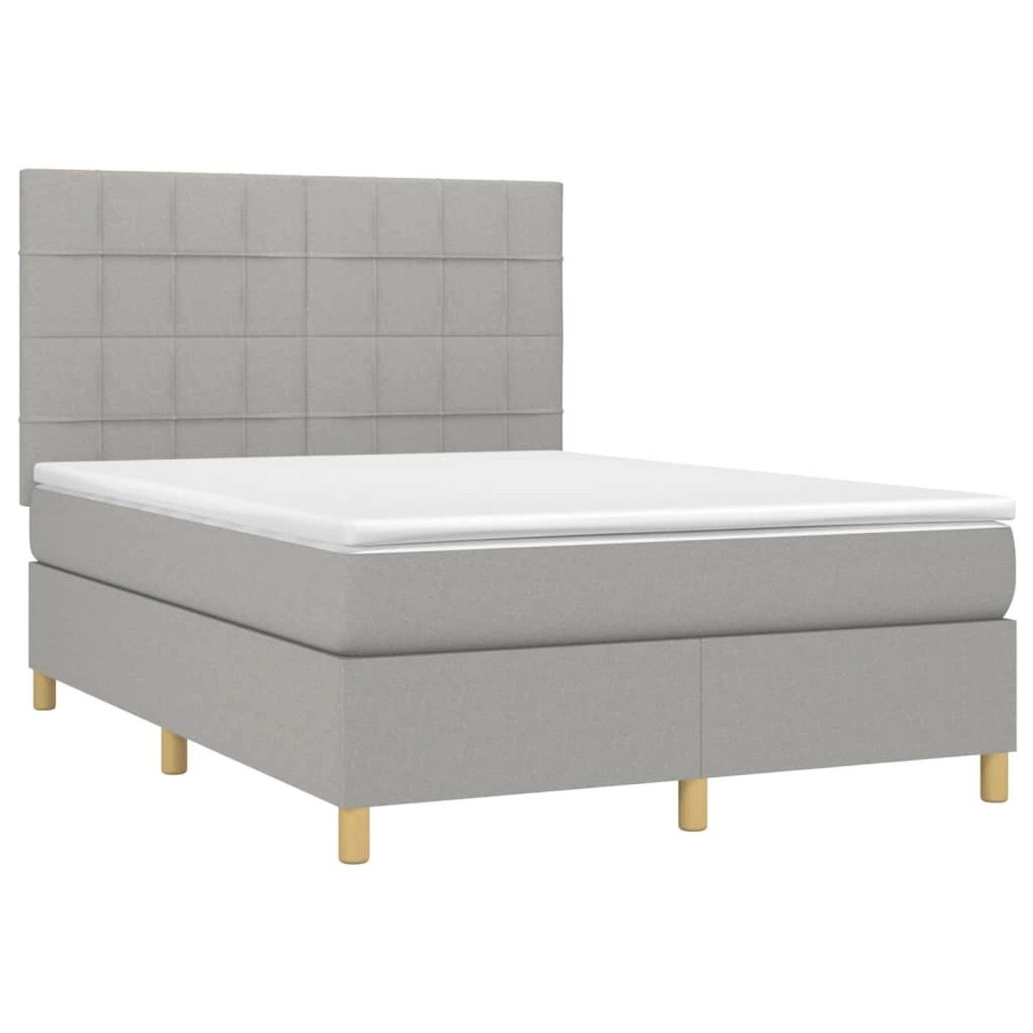 vidaXL Boxspringbett mit Matratze & LED Hellgrau 140x190 cm Stoff 3135429
