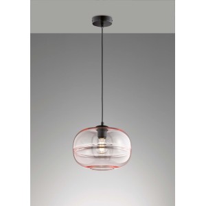 Fischer & Honsel Pendelleuchte Ink, Ø 29,5 cm, Glas Pink, Hängelampe für Innenräume.