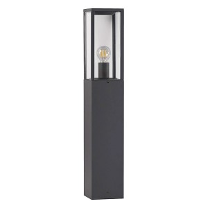 Schwarze Lindby Außenleuchte Peldar aus Aluminium, 80cm hoch, für Garten und Terrasse.
